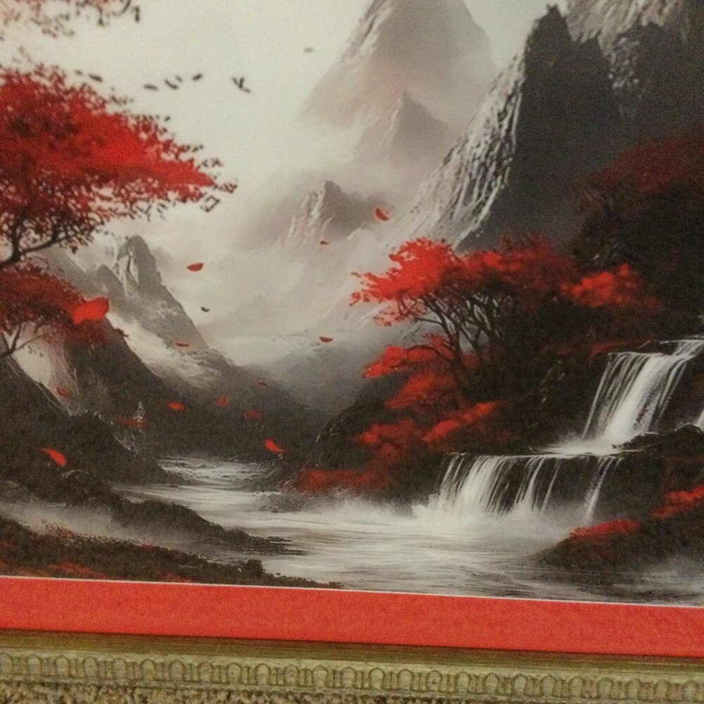 The Red Waterfall with a beautiful Red surrounding a must have for the art lover